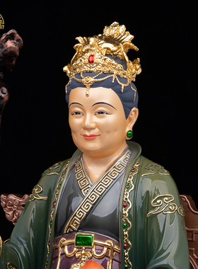 泰山奶奶神像铜彩供奉摆件