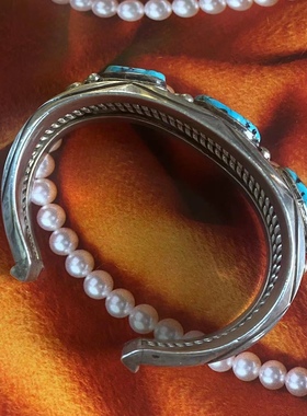 美国印第安纯银天然手镯