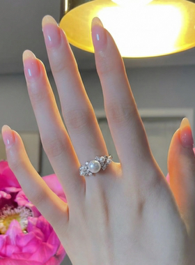 小众珍珠开口可调叠戴女戒