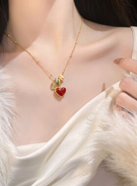 双面滴油爱心轻奢小众锁骨链
