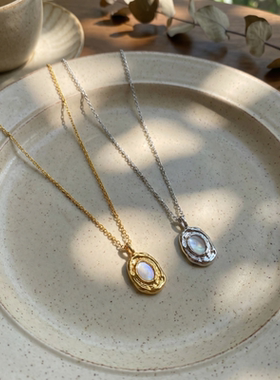 韩系甜美气质天然贝母吊坠项链