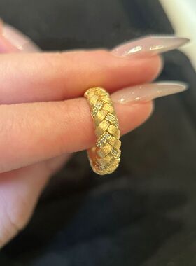 捕梦】纯银镀18K金戒指意大利复古拉丝工艺布锲拉缇风丝绸