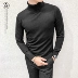 Mùa thu đông mới nam cổ cao áo len mỏng màu rắn xu hướng hoang dã Phiên bản Hàn Quốc của ve áo bó sát áo len nam - Cặp đôi áo len áo len tăm dài tay Cặp đôi áo len