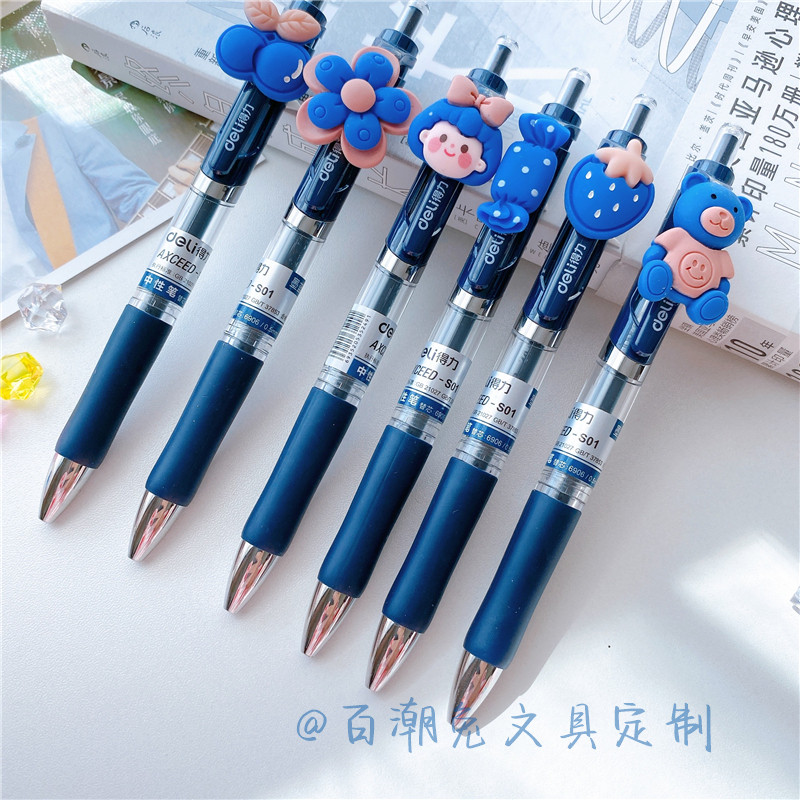 Deli blue and black refill doctor's prescription pen and ink blue hospital medical care special cute anti-lost custom-engraved name ink pen