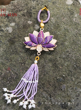 灵隐宋锦手工好运莲莲钥匙扣