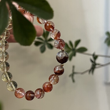 金发晶-火土天然金发晶红幽灵黄水晶金太阳手串招财生日礼物