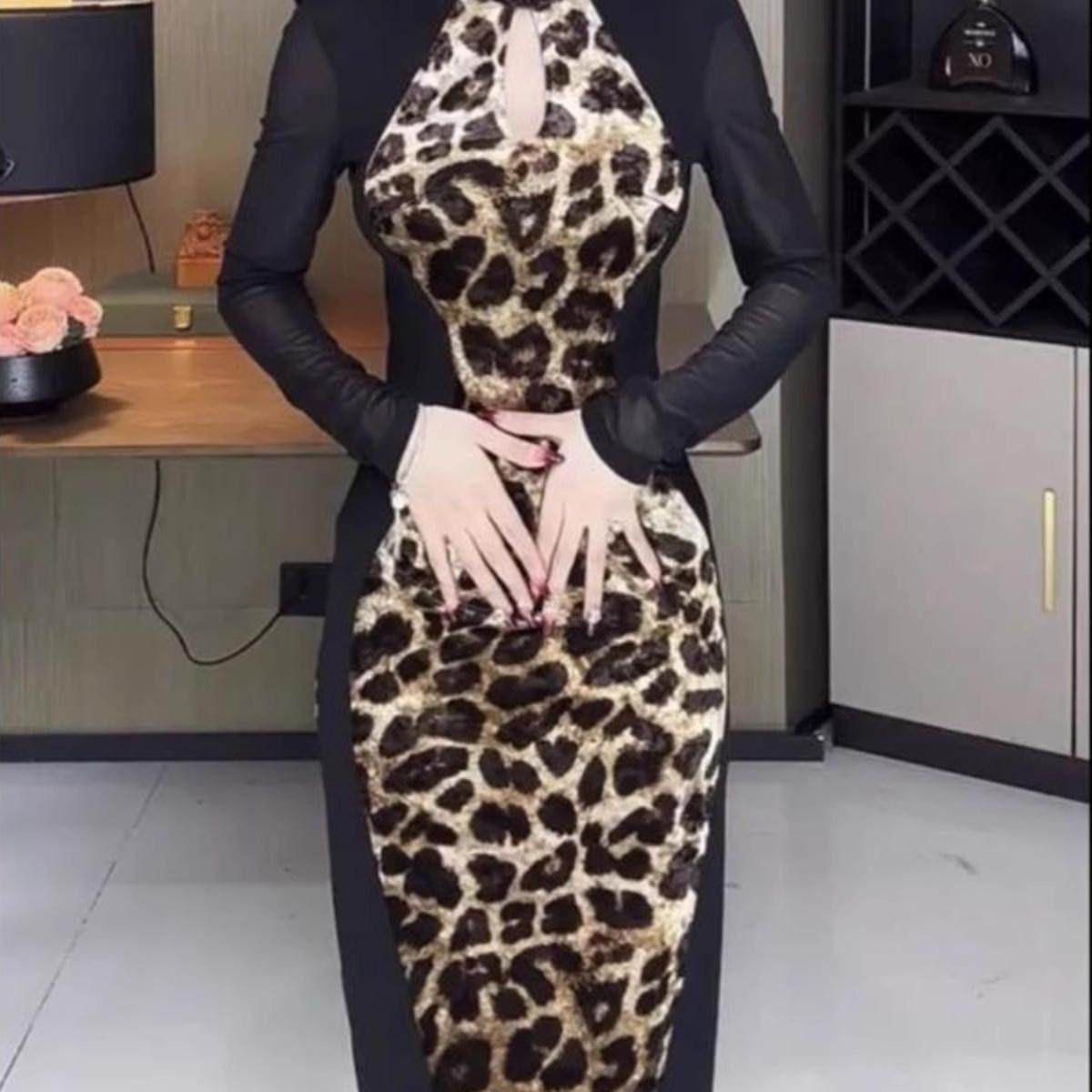 300斤胖mm大码中式旗袍连衣裙女秋季高级感气质复古显瘦修身豹纹,淘宝优惠券,粉丝福利购,淘宝优惠卷