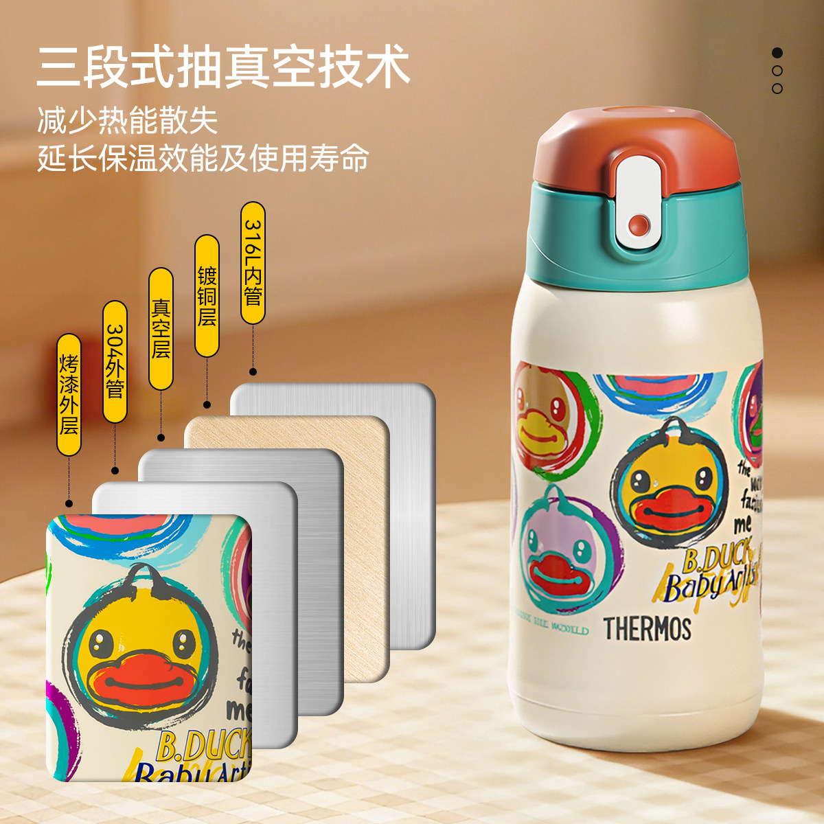 膳魔师儿童保温杯宝宝吸管杯便携式大容量双盖水杯上学喝水直饮杯,淘宝优惠券,粉丝福利购,淘宝优惠卷