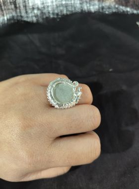 新款民族风饰品手工苗银diy配件底托镶绣片龙丝戒指空托