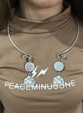 【清平调】原创设计仿老银压襟项圈项链挂绳百搭民族复古锁骨链