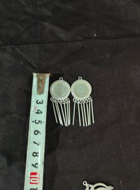 民族手工饰品苗银diy耳环底托空托配件 镶嵌绣片多款新款耳环托