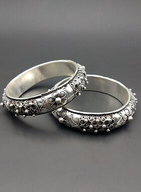 贵州苗族首饰品夸张空心铆钉手镯