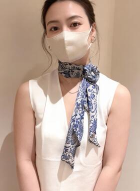 法式复古蓝色青花丝巾202