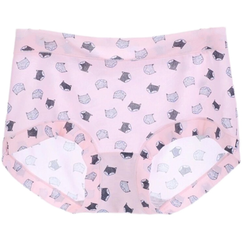 日系冰丝无痕内裤女中腰夏季薄款卡通少女可爱学生透气甜美三角裤 - 图3