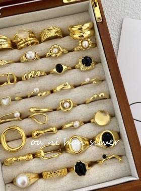 韩国重工S925纯银几何戒指女ins风小众设计高级感轻奢时尚食指环