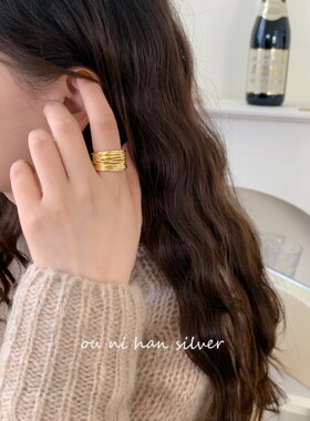 几何戒指纯银韩版女性