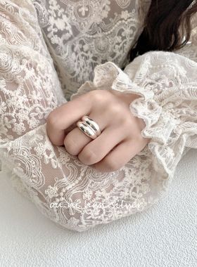 几何戒指纯银韩国女性