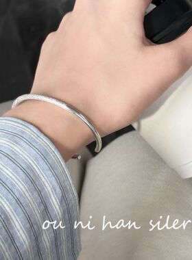 手工肌理感手镯纯银冷淡风女
