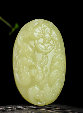 玉缘青山新疆和田玉青玉把件玉蝙蝠福在眼前手把件手玩件腰挂件老