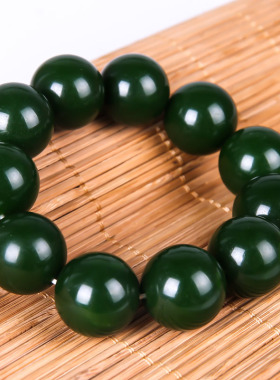 玉翡缘玉器和田羊脂玉手链 玉圆珠手链碧玉手串男款20m蜀黍