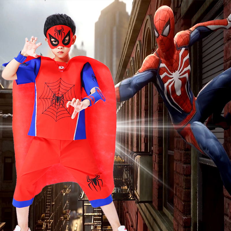 儿童环保时装秀衣服男超人手工创意制作diy服装幼儿园环保亲子装