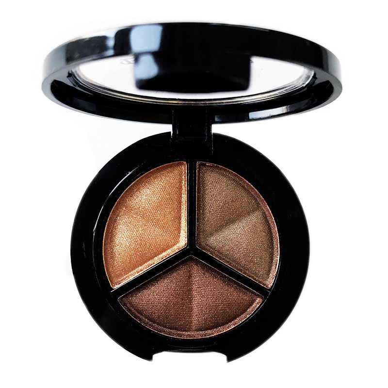 细闪大地色三色眼影盘高光珠光金棕咖小盘女百搭新手防水提亮彩妆,淘宝优惠券,粉丝福利购,淘宝优惠卷