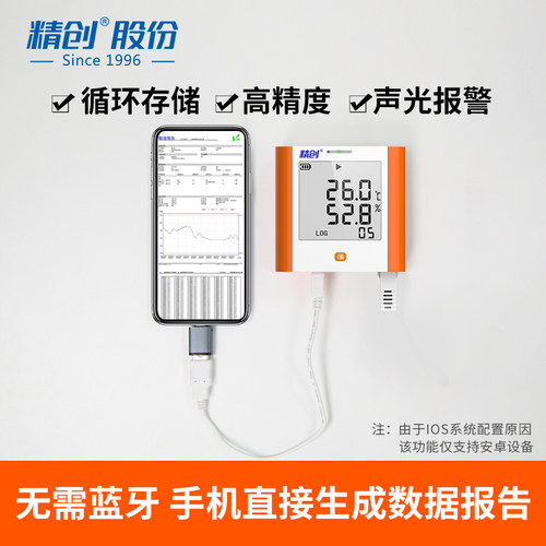 精创温湿度自动记录仪GSP-8A高精度工业温度计传感器医用冷库专用 - 图1