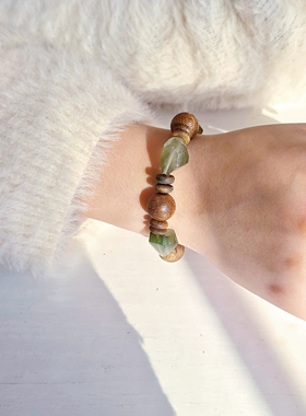 Long高定私享 福禄双至  天然精品绿兔毛沉香非遗大漆水晶手串