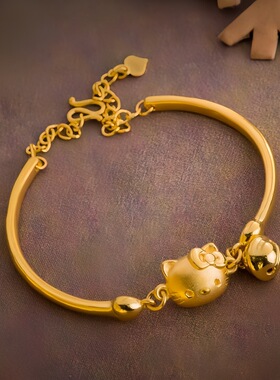 萌趣灵动铃铛立体KT猫手链立体KT猫造型搭配可晃动铃铛设计行走