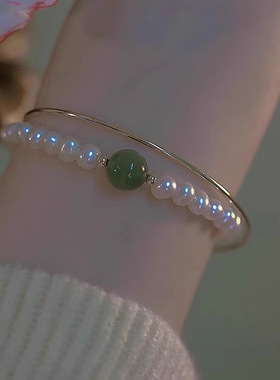 新款青黛珍珠手链女小众设计时尚素圈简约手绳手串手饰轻奢礼物