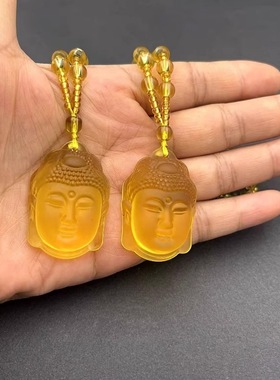 黄色圆珠链磨砂佛头高密材质耐磨日常复古潮流配饰送人送礼物