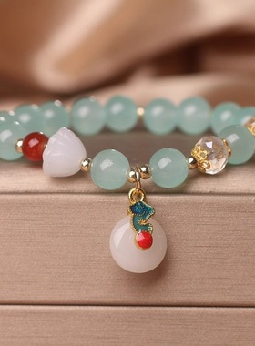 海蓝吊如意平安扣手链设计提升气质通勤好看气质感高级