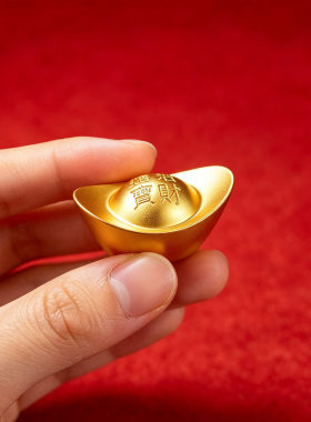 实心迷你金色元宝摆件