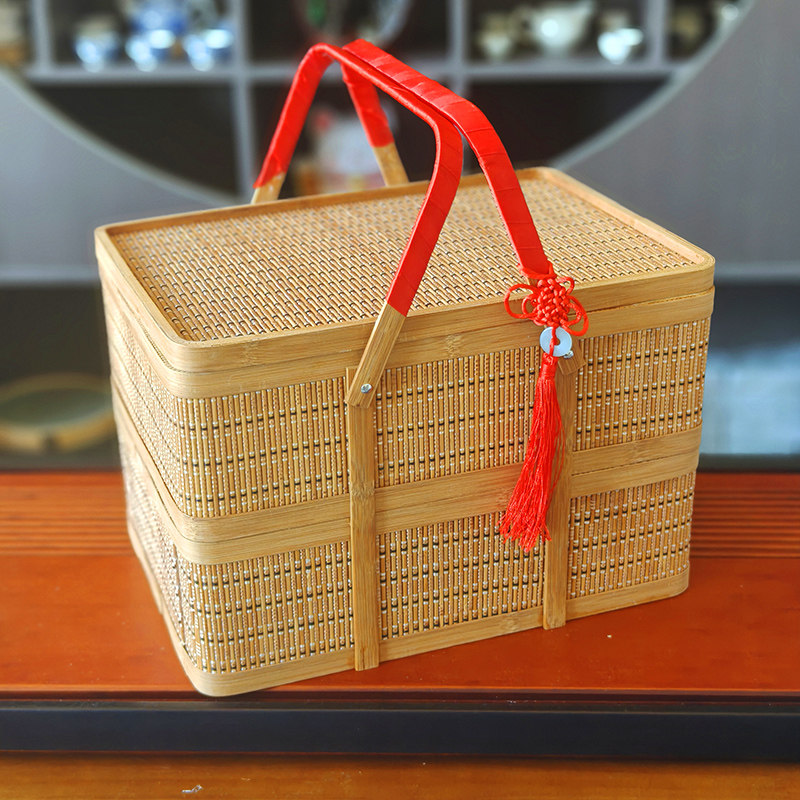 竹编手提篮子特产香肠卤菜零食蜂蜜大闸蟹活动包装新春节年货礼盒,淘宝优惠券,粉丝福利购,淘宝优惠卷