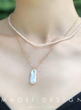 14K包金淡水巴洛克珍珠锁骨链