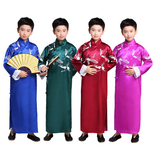 六一表演服相声服装中国风大褂女童扇子长衫说书人同款舞蹈民国风 - 图3