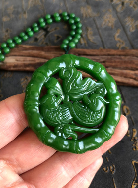 和田碧玉鸳鸯比翼鸟饰品吊坠