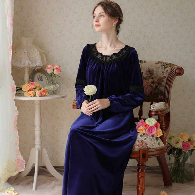 Golden velvet home clothes can be worn outside long skirts retro autumn and winter