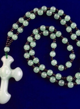 仿玉深绿项链男女民族风毛衣链坠