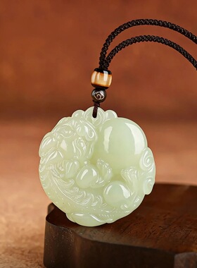 仿和田玉有求必应貔貅情侣吊坠