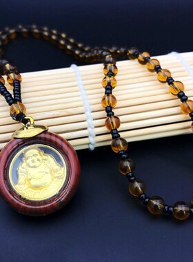 金箔吊坠桃木结缘观音佛挂件平安