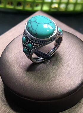 跨境新品仿天然绿松石开口戒指