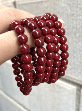 8mm单圈仿朱砂手链素圈男女款