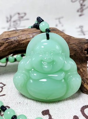 新款绿玉色佛公笑脸佛项链观音毛衣链关公吊坠挂件景区饰品礼物品