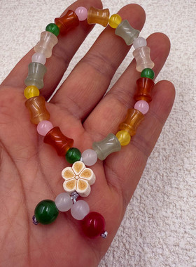 直播福利品仿金丝玉南瓜珠手串学生竹节葫芦手链小众闺蜜梅花手饰