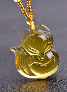 黄水晶金蝉项链礼物貔貅挂坠狐狸吊坠饰品平安扣毛衣链摆地摊