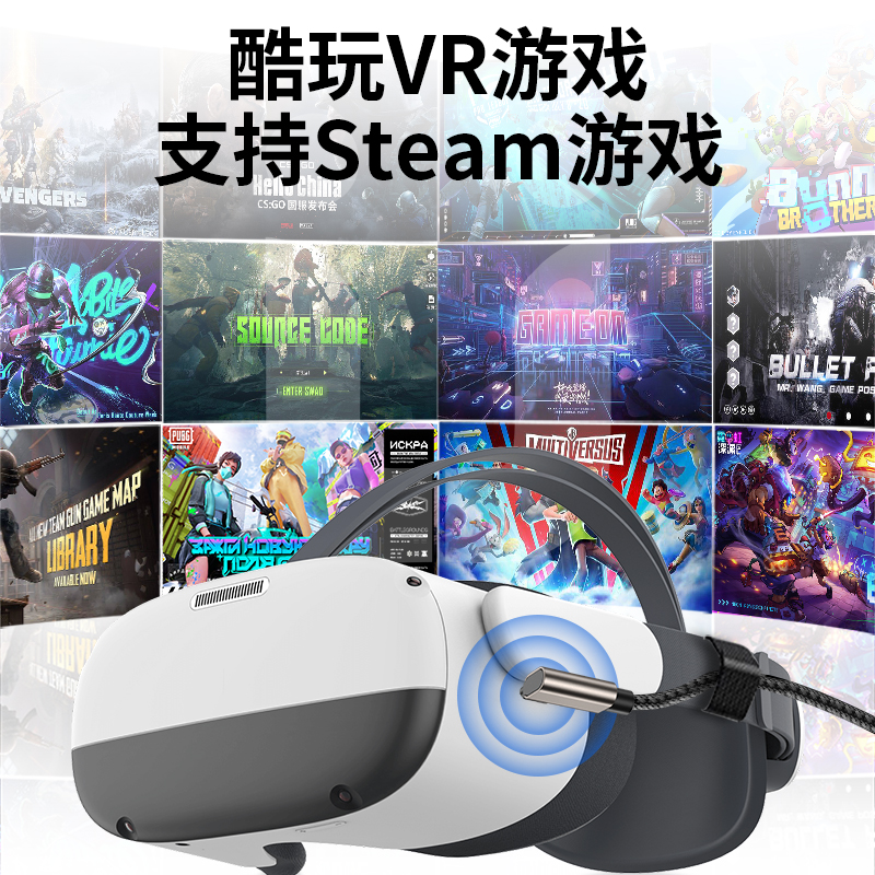 优联VR串流线Oculus Quest2/3 link头盔弯头数据线Pico neo 3/4眼镜充电线steam电脑游戏Meta连接线5/7米prs - 图3