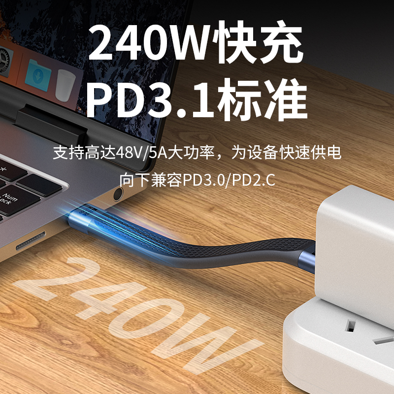 优联双typec全功能ctoc数据线双头USB4短线公对公雷电3适用iPhone15高速传输移动硬盘超软PD3.1充电线240W - 图2