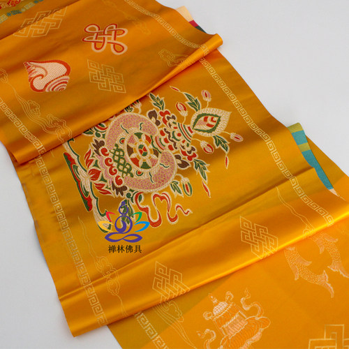 八吉祥哈达加厚黄色款西藏藏族真丝刺绣绣花哈达藏族民族饰品定制 - 图2