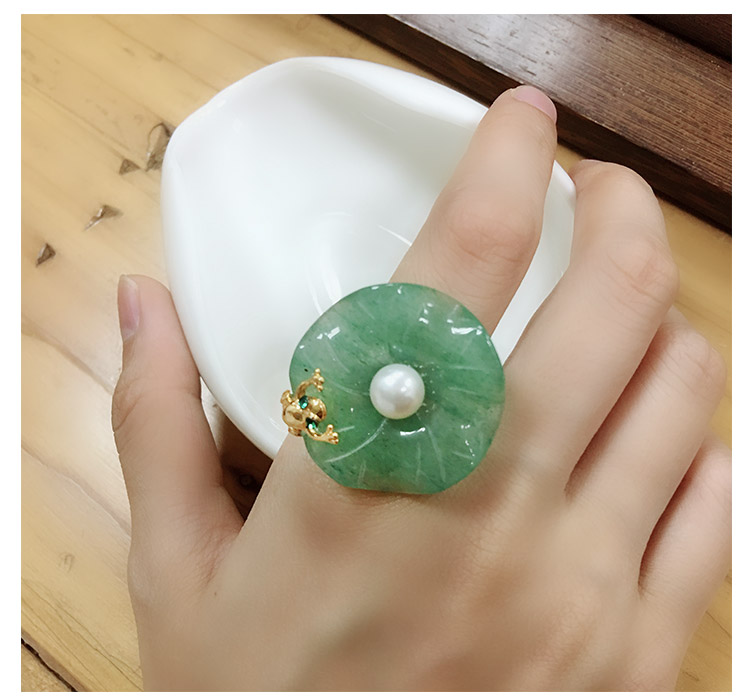 食指装饰天然珍珠玉石戒指女925纯银开口活口复古韩国个性手工
